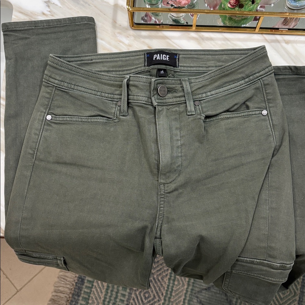 PAIGE Women's Dark Green Hoxton Ankle
Skinny Pants